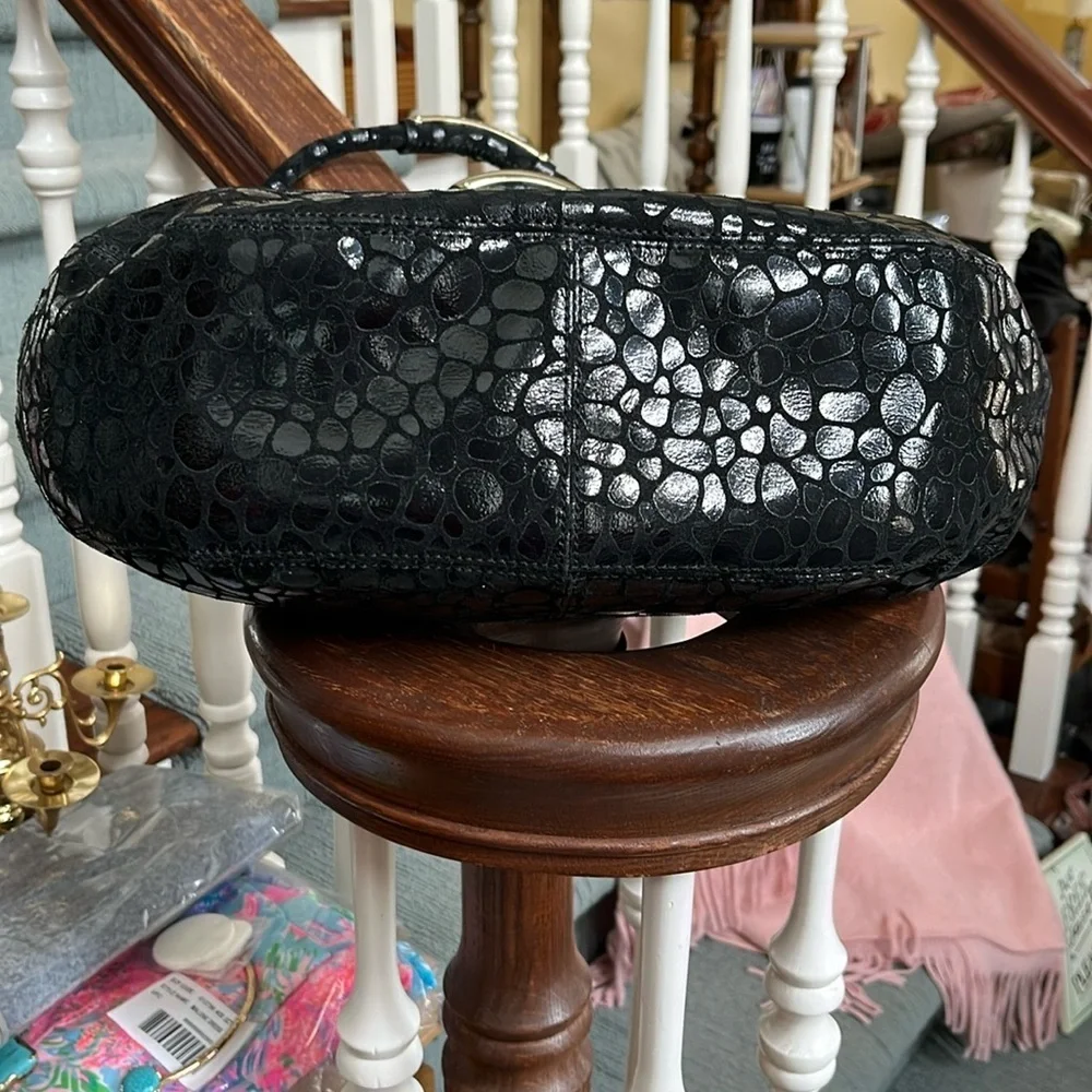 Antonio Melani Hobo/ shoulder bag Suede /patent leather Black stone pattern NWOT